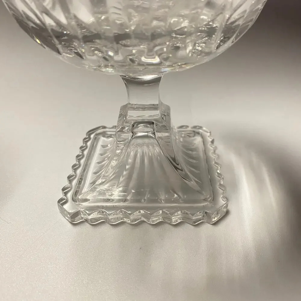 New Bombay 24% Lead Crystal Poland 2 Ribbed Glass Pedestal Centerpiece Candle